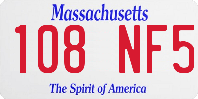 MA license plate 108NF5