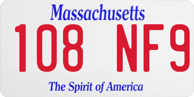 MA license plate 108NF9