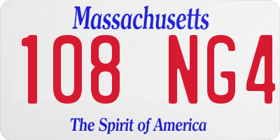 MA license plate 108NG4