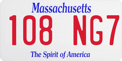 MA license plate 108NG7