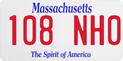 MA license plate 108NH0