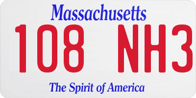 MA license plate 108NH3
