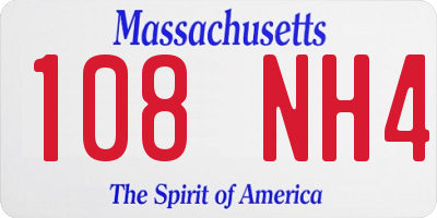 MA license plate 108NH4