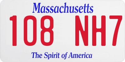 MA license plate 108NH7
