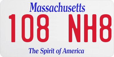 MA license plate 108NH8