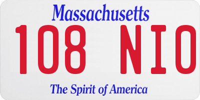 MA license plate 108NI0