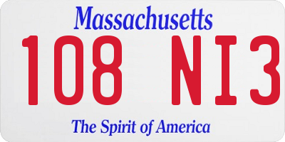 MA license plate 108NI3