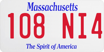 MA license plate 108NI4