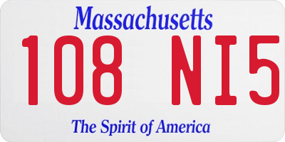 MA license plate 108NI5