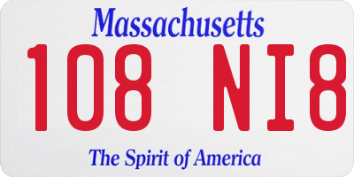 MA license plate 108NI8