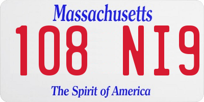MA license plate 108NI9