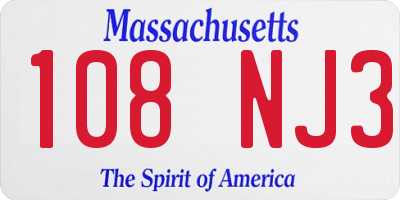 MA license plate 108NJ3