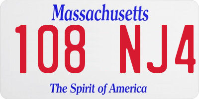 MA license plate 108NJ4