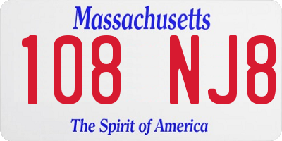 MA license plate 108NJ8