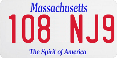 MA license plate 108NJ9