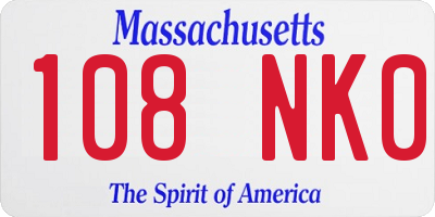 MA license plate 108NK0