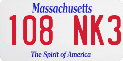 MA license plate 108NK3