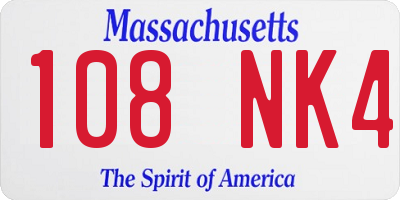 MA license plate 108NK4