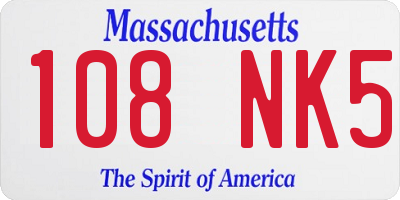MA license plate 108NK5