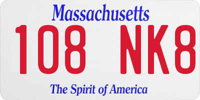 MA license plate 108NK8
