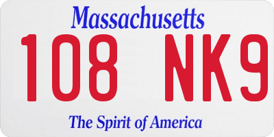 MA license plate 108NK9