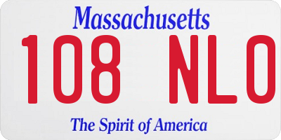 MA license plate 108NL0