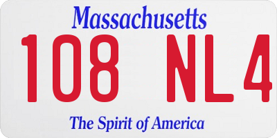 MA license plate 108NL4