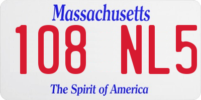 MA license plate 108NL5
