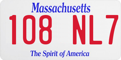 MA license plate 108NL7