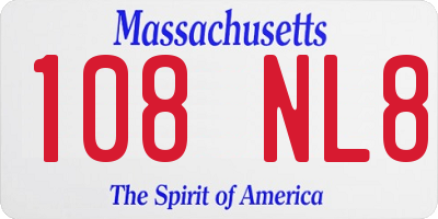 MA license plate 108NL8