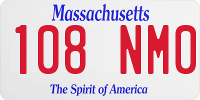 MA license plate 108NM0