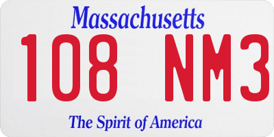 MA license plate 108NM3