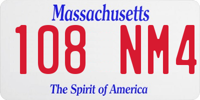 MA license plate 108NM4