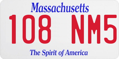 MA license plate 108NM5