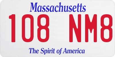 MA license plate 108NM8