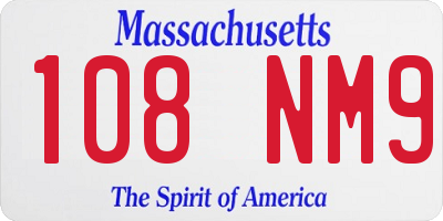 MA license plate 108NM9