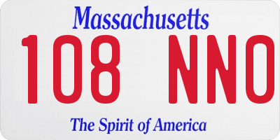 MA license plate 108NN0