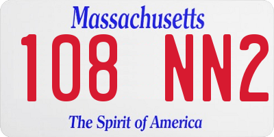MA license plate 108NN2