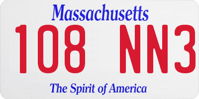MA license plate 108NN3