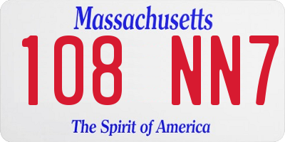 MA license plate 108NN7