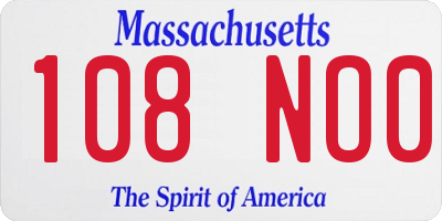 MA license plate 108NO0