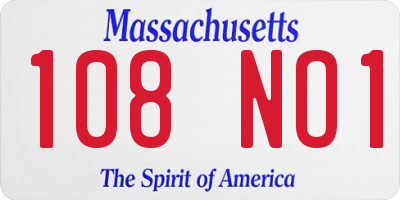 MA license plate 108NO1