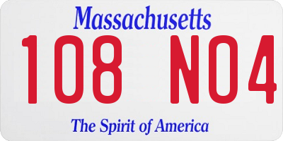 MA license plate 108NO4
