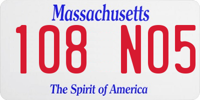 MA license plate 108NO5