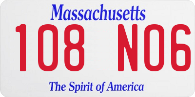 MA license plate 108NO6