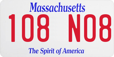 MA license plate 108NO8