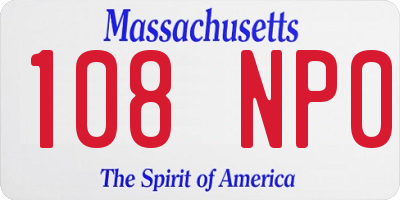 MA license plate 108NP0
