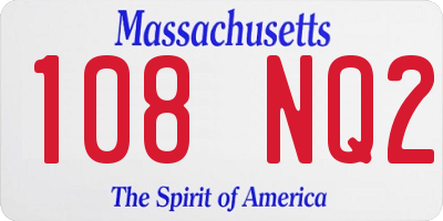 MA license plate 108NQ2