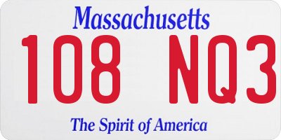 MA license plate 108NQ3