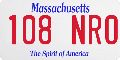 MA license plate 108NR0